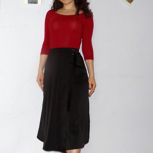 h&m black wrap skirt